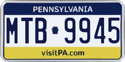 PA license plate MTB9945