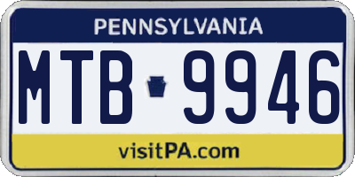 PA license plate MTB9946
