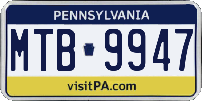 PA license plate MTB9947