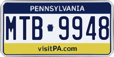 PA license plate MTB9948
