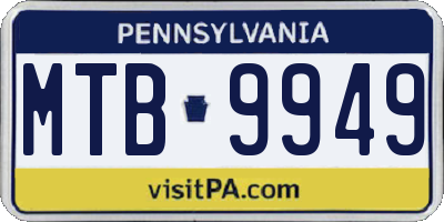 PA license plate MTB9949