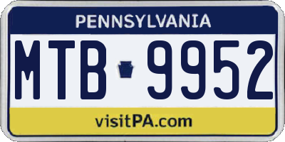 PA license plate MTB9952