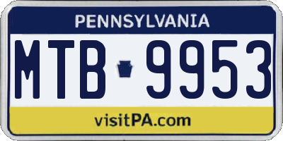 PA license plate MTB9953