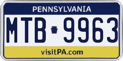 PA license plate MTB9963