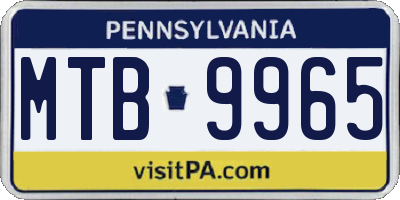 PA license plate MTB9965