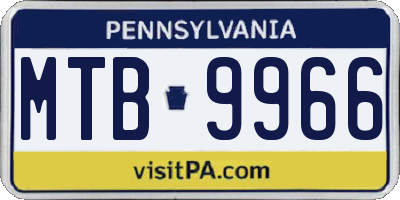PA license plate MTB9966