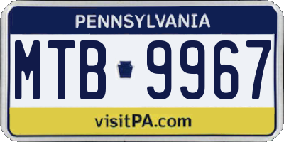PA license plate MTB9967