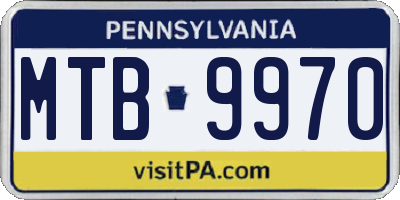 PA license plate MTB9970