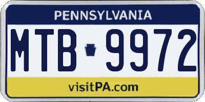 PA license plate MTB9972