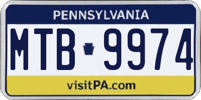 PA license plate MTB9974