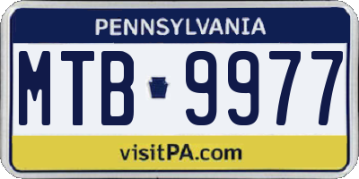 PA license plate MTB9977