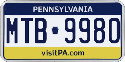 PA license plate MTB9980