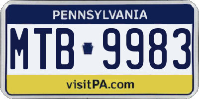 PA license plate MTB9983