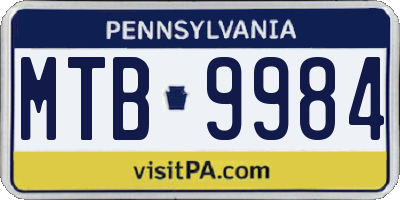 PA license plate MTB9984