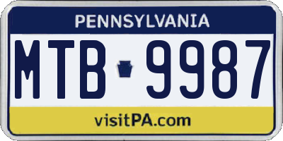 PA license plate MTB9987