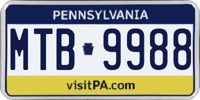 PA license plate MTB9988