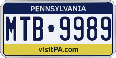 PA license plate MTB9989