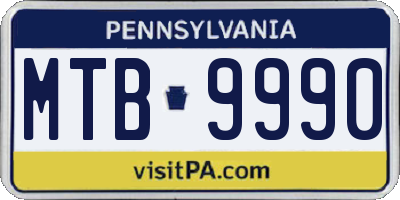 PA license plate MTB9990