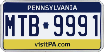 PA license plate MTB9991