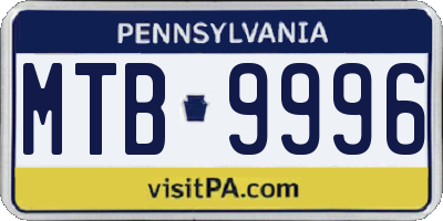 PA license plate MTB9996