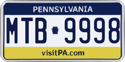 PA license plate MTB9998