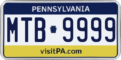 PA license plate MTB9999