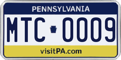 PA license plate MTC0009