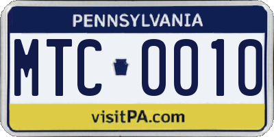 PA license plate MTC0010