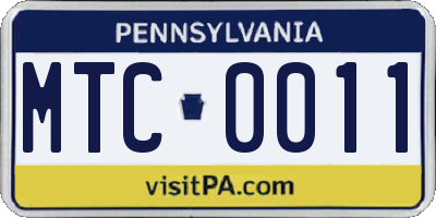 PA license plate MTC0011