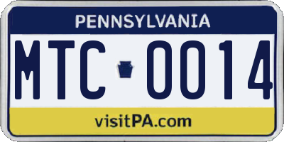PA license plate MTC0014