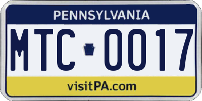 PA license plate MTC0017