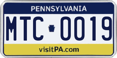 PA license plate MTC0019