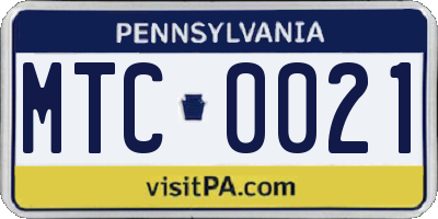 PA license plate MTC0021