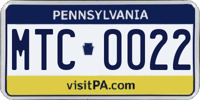 PA license plate MTC0022