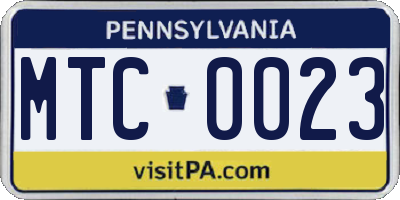 PA license plate MTC0023