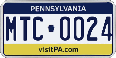 PA license plate MTC0024
