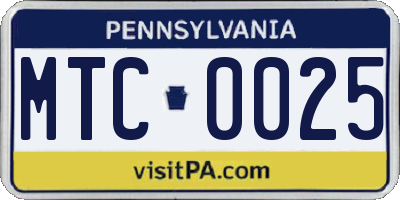 PA license plate MTC0025