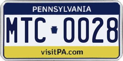 PA license plate MTC0028
