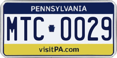 PA license plate MTC0029