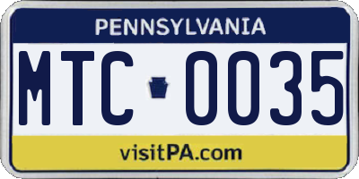 PA license plate MTC0035