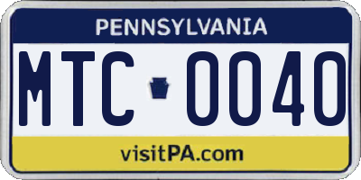 PA license plate MTC0040