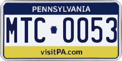 PA license plate MTC0053