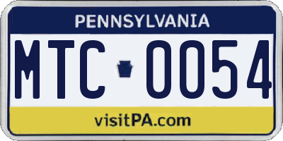 PA license plate MTC0054