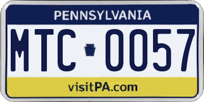 PA license plate MTC0057