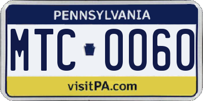 PA license plate MTC0060
