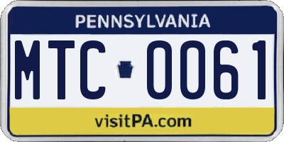 PA license plate MTC0061