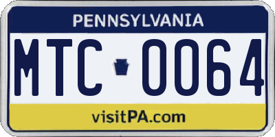 PA license plate MTC0064
