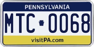 PA license plate MTC0068