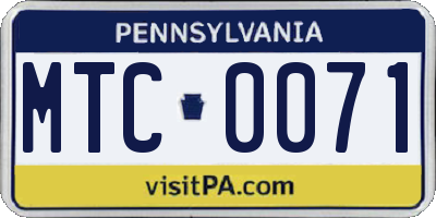 PA license plate MTC0071