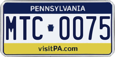 PA license plate MTC0075